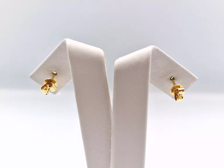 ZŁOTE KOLCZYKI DIAMENTY SZMARAGDY - 585 14K 1,05G