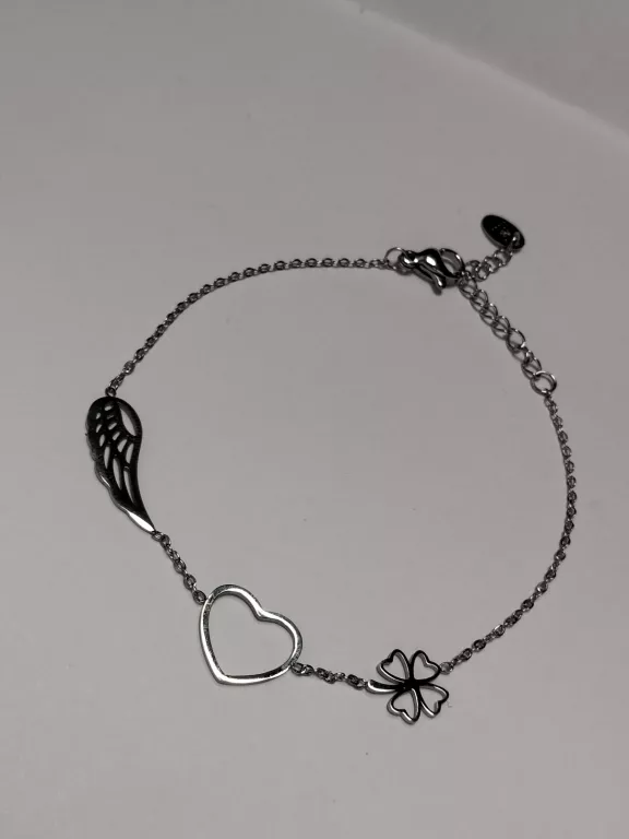 bransoletka-stalowa-serduszko-skrzydelko-koniczyna-stan-uzywany