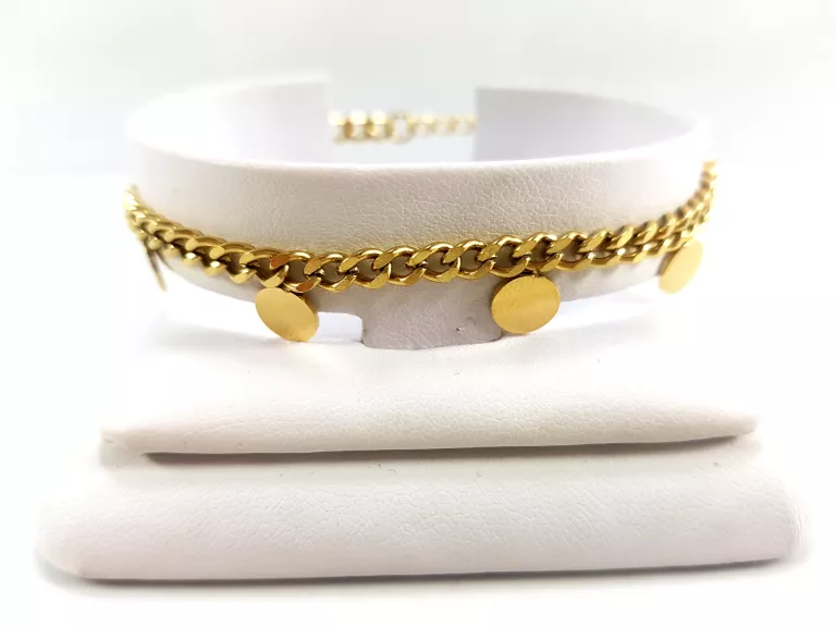 BRANSOLETKA PANCERKA COINS STAL POZŁACANA