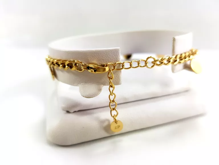 BRANSOLETKA PANCERKA COINS STAL POZŁACANA