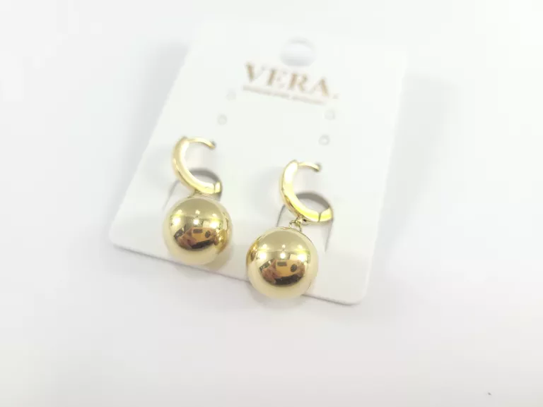 KOLCZYKI STAL POZŁACANA KULKA WISZĄCA NA KOLE