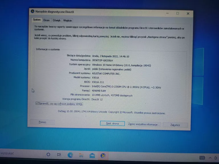 LAPTOP ASUS X301A 4GB/500GB BEZ BETERII