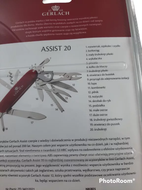 ZAPAKOWANY FABRYCZNIE SCYZORYK GERLACH 20 FUNKCJI