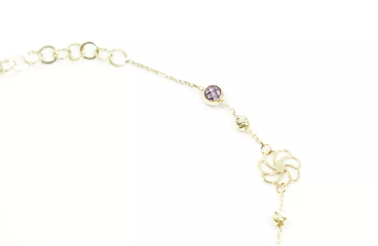 nowa-zlota-bransoletka-333-kwiatuszki-zielone-cyrkonie-stan-nowy