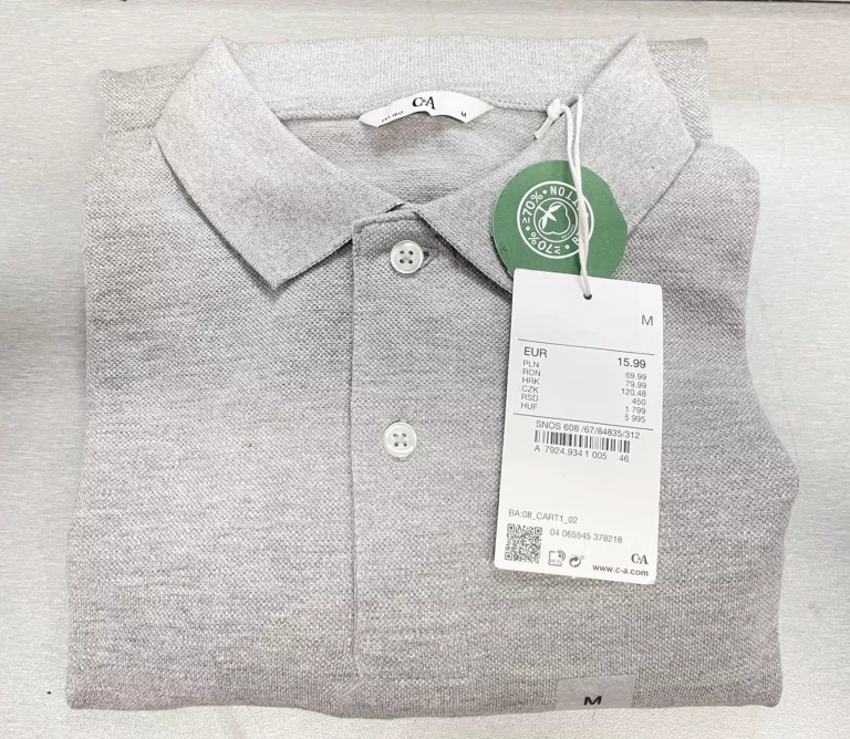 KOSZULKA POLO BAWEŁNA BIO C&A ROZMIAR M SZARA