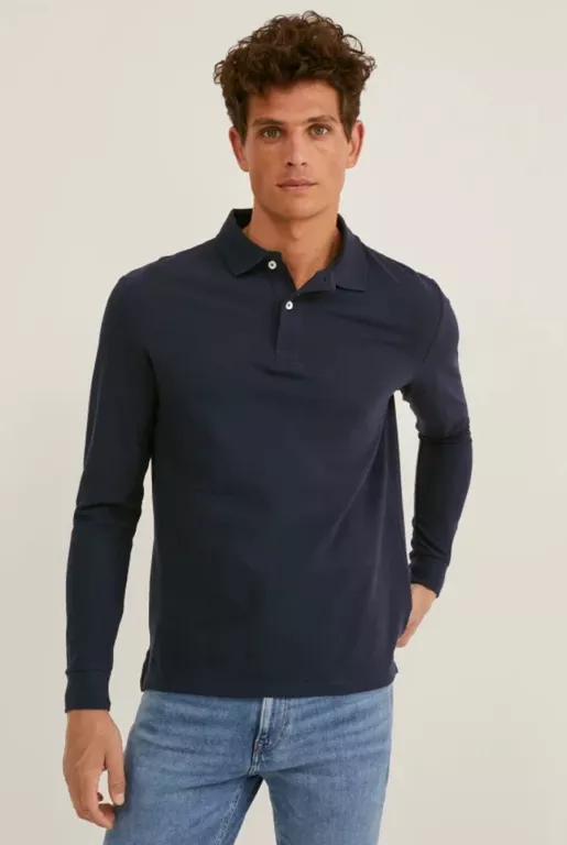 KOSZULKA POLO BAWEŁNA BIO C&A ROZMIAR M SZARA