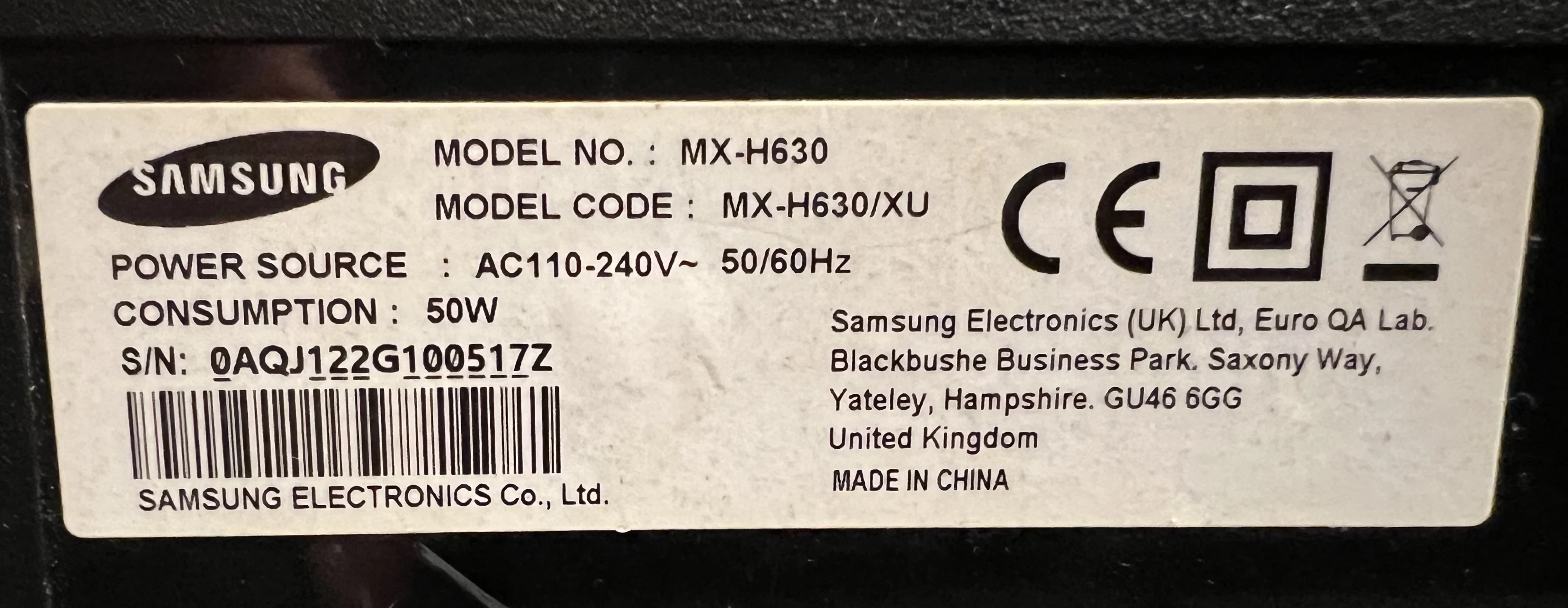 wieza-samsung-mx-h630-stan-uzywany