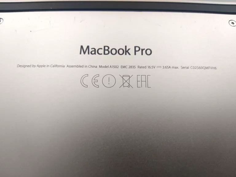 LAPTOP MACBOOK PRO APPLE A1502 I7 16 GB RAM 256S