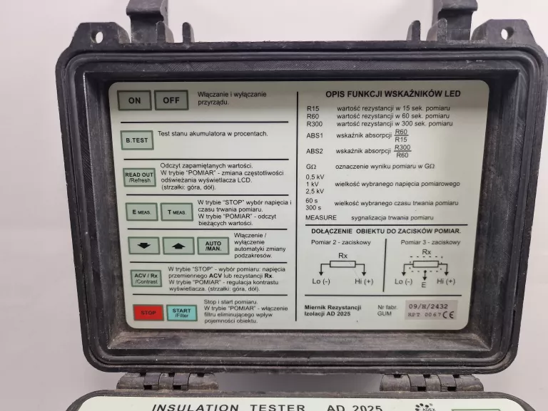 AD2025 MIERNIK REZYSTANCJI IZOLACJI 2,5 KV, ADEX