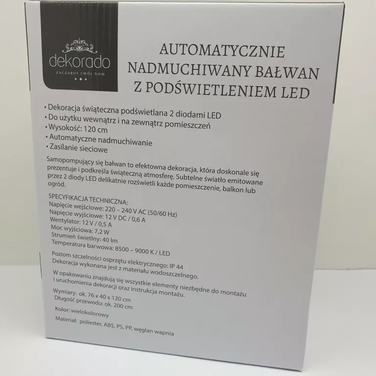 AUTOMATYCZNIE NADMUCHIWANY BAŁWAN DEKORADO