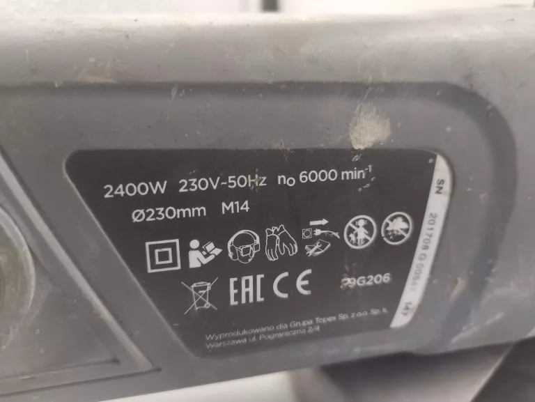 SZLIFIERKA KĄTOWA GRAPHITE 59G206 2400 W 230 V