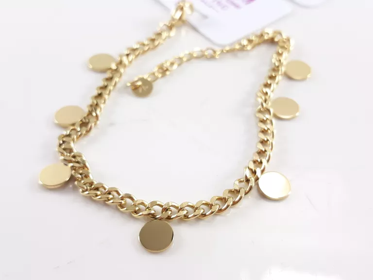 BRANSOLETKA PANCERKA COINS STAL POZŁACANA