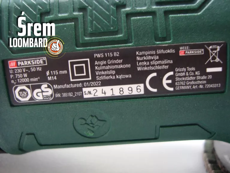 SZLIFIERKA PARKSIDE PWS 115 B2, OSŁONA, RĄCZKA