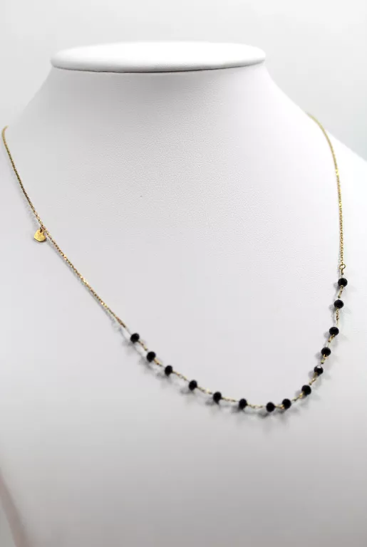 zloty-lancuszek-z-czarnymi-kamieniami-48cm-p585-stan-uzywany