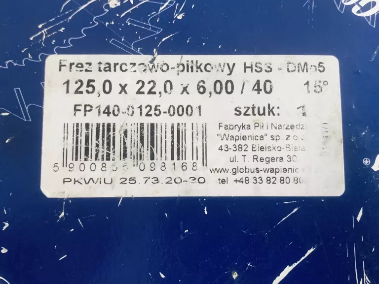 FREZ TARCZOWO-PIŁKOWY FP140 125X22X6 GLOBUS