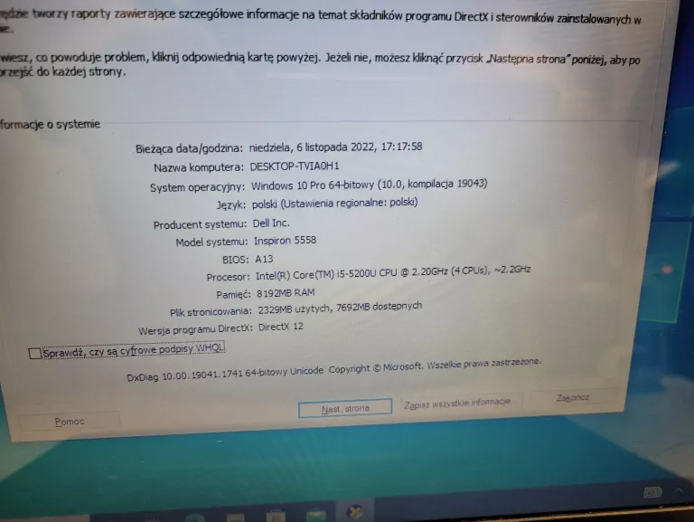 LAPTOP DELL 5558 15,6 " INTEL CORE I5 8 GB