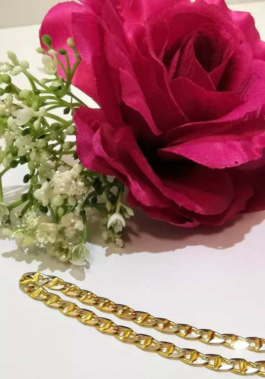 ŁAŃCUSZEK ZŁOTY DWUKOLOROWY DŁ.55CM