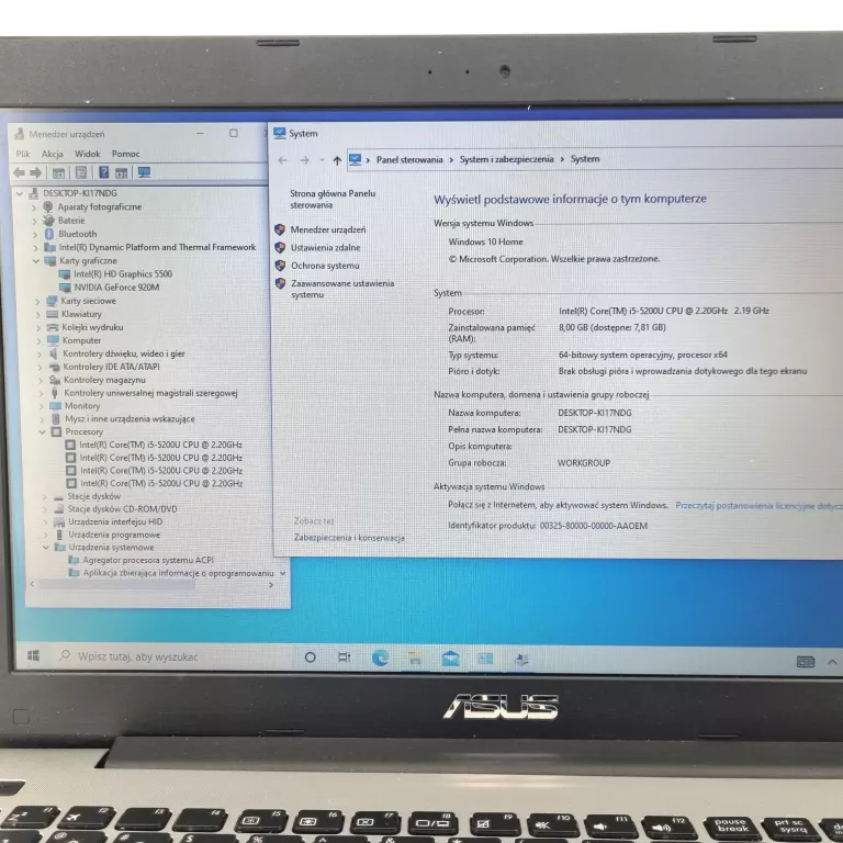 LAPTOP ASUS F555L I5-5200U 8GB RAM 1TB GFORCE 920