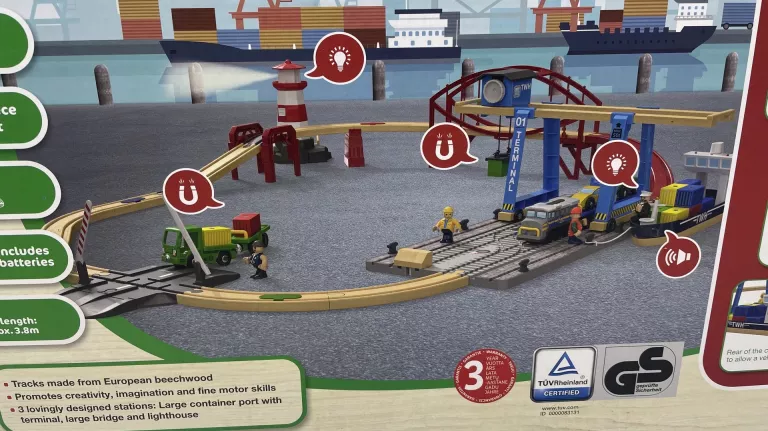 DREWNIANA KOLEJKA PORT KONTENEROWY PLAYTIVE 63 EL