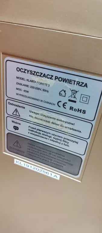 oczyszczacz-powietrza-klarta-forste-3pilot-stan-uzywany