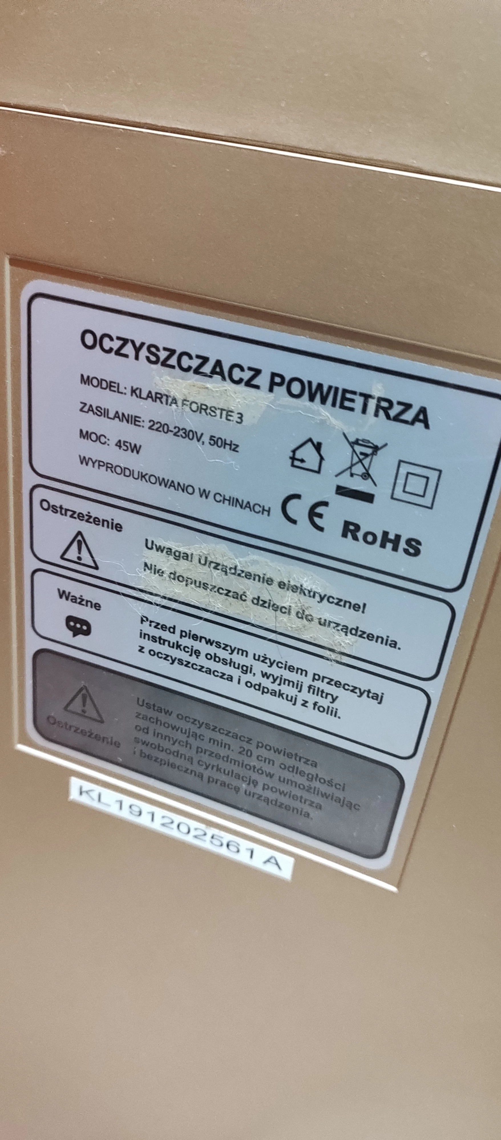 oczyszczacz-powietrza-klarta-forste-3pilot-stan-uzywany