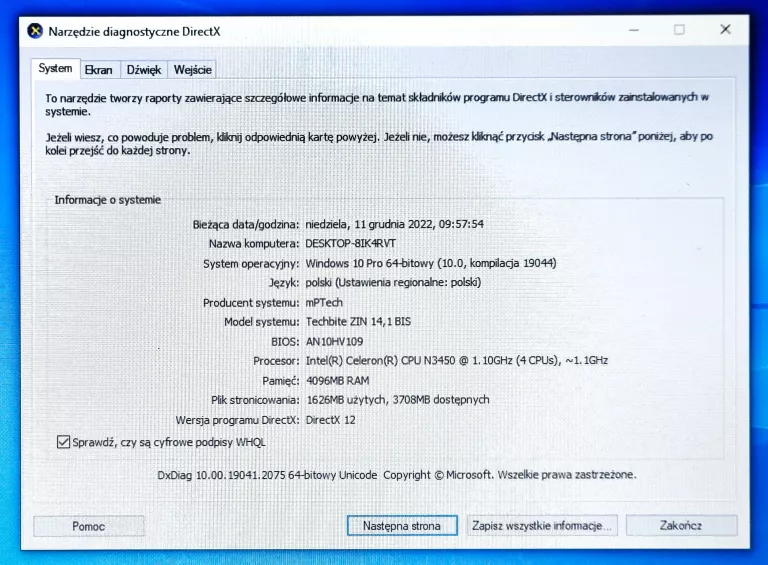 LAPTOP TECHBITE ZIN 14.1 BIS 1,1 GHZ 4/64+512 GB