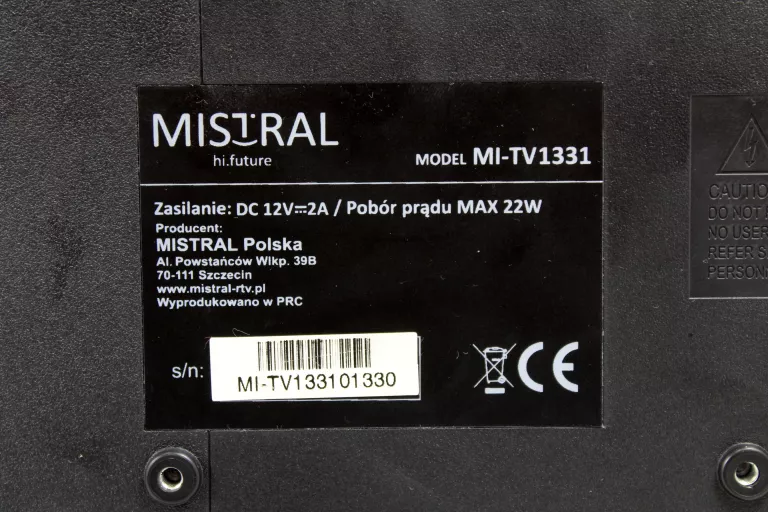 TELEWIZOR MISTRALL MI-TV1331 + DEKODER + PILOTY