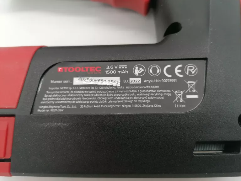 ZSZYWACZ AKUMULATOROWY TOOLTEC NG01-3.6V+ŁAD+ZSZY