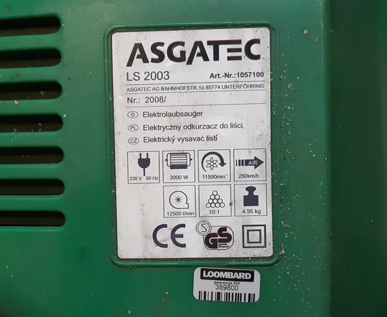 ODKURZACZ DO LIŚCI ASGATEC LS 2003