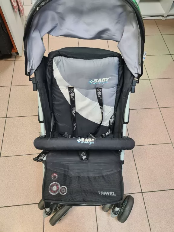 WÓZEK SPACERÓWKA BABY SZARO-CZARNA