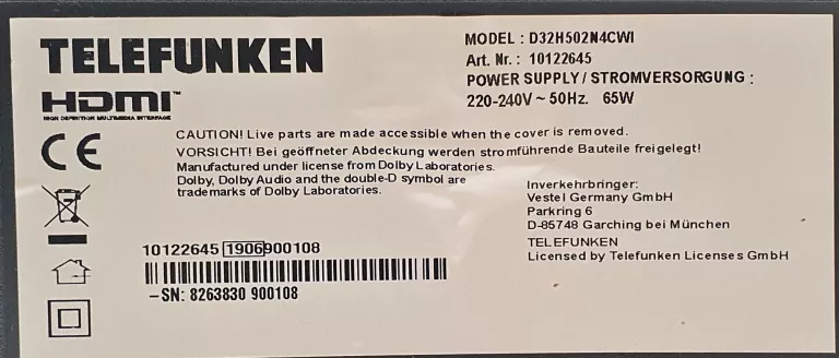 TELEFUNKEN D32H502N4CW/32" | SMART TV