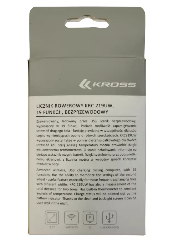 LICZNIK ROWEROWY BEZPRZEWODOWY KROSS KRC 219UW 19