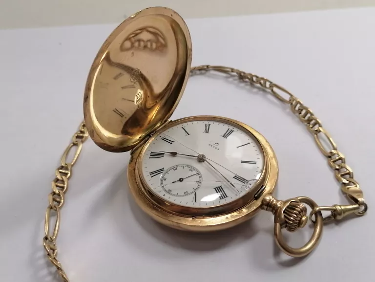PRZEPIĘKNY KIESZONKOWY ZŁOTY ZEGAREK OMEGA 141,91