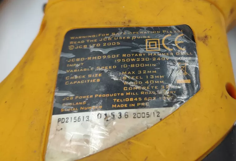 MŁOTOWIERTARKA MŁOT UDAROWY JCB RHD 950 SDS PLUS