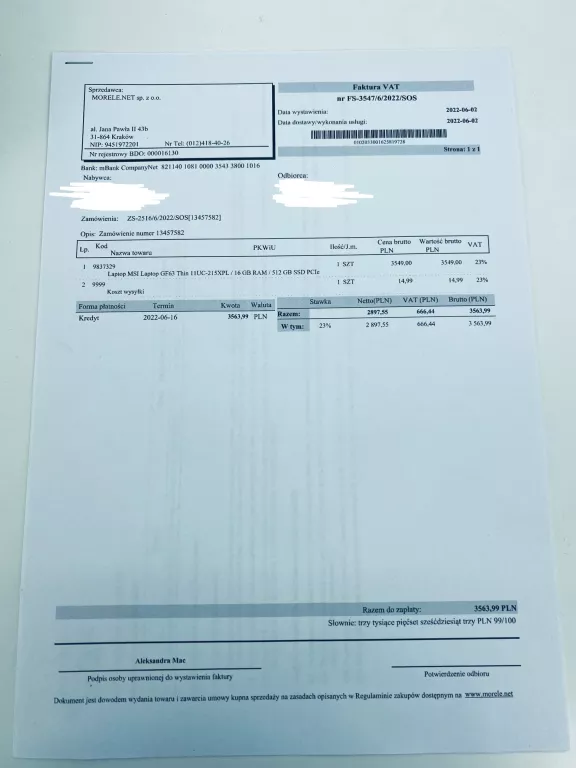 LAPTOP MSI GF63 THIN I5-11400H/ RTX3050/ 16/512 G