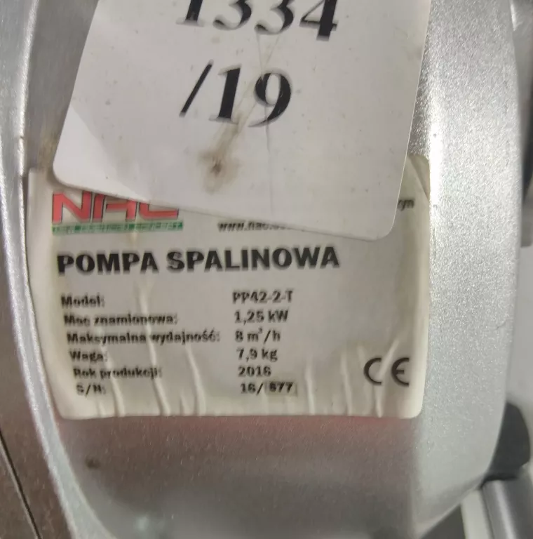 POMPA WODNA SPALINOWA NAC PP42-2-T