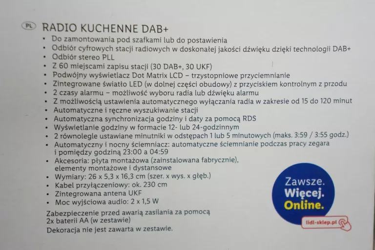 JAK NOWE RADIO KUCHENNE SILVERCREST DAB+ SKR 3W D