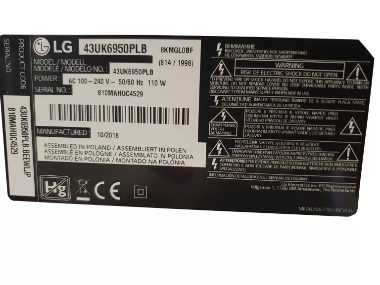 LG 43UK6950PLB 4K UHD 43" SMART TV
