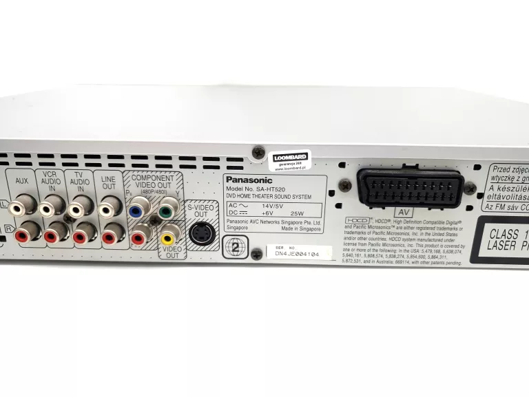 KINO DOMOWE PANASONIC SA-HT520 5.1 SUBWOOFER