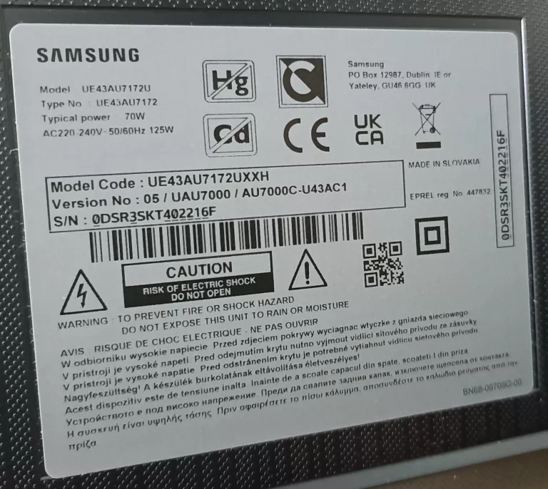 TELEWIZOR SAMSUNG UE43AU7172UXXH