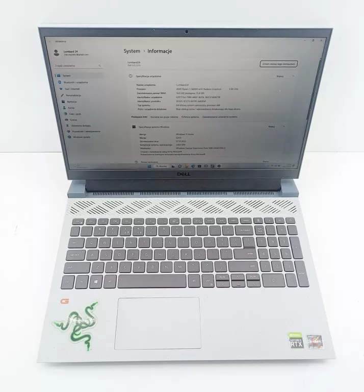 LAPTOP DELL G15 5515-0763 R5-5600H 16/512GB USZK.