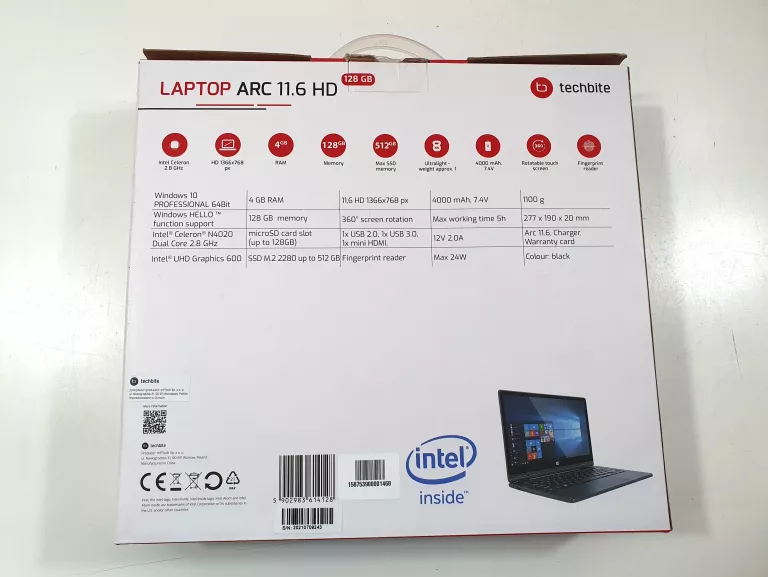 LAPTOP TECHBITE ARC 11.6 128 GB DOTYKOWY WIN10