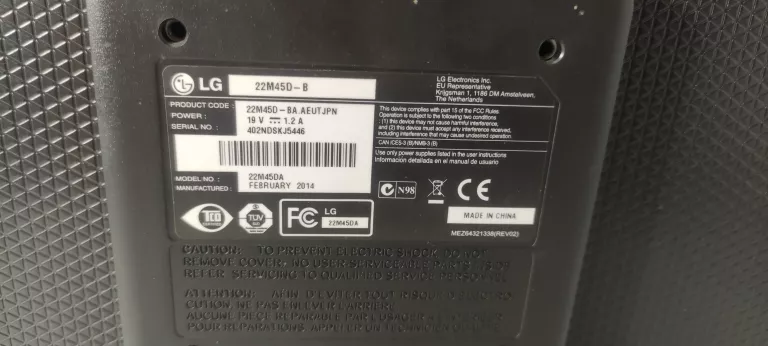 MONITOR LG 22M45D-B ZASILACZ