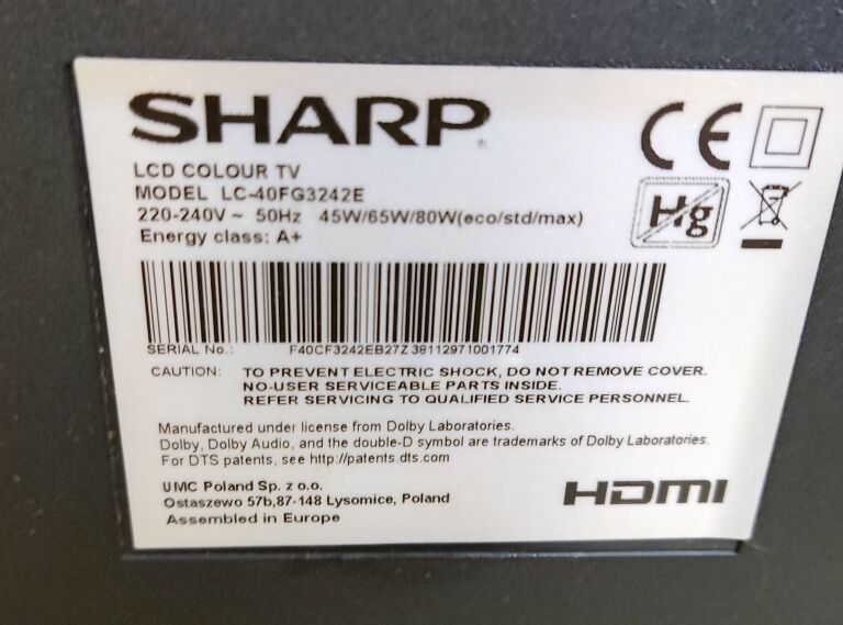 TELEWIZOR SHARP LC 40FG3242E