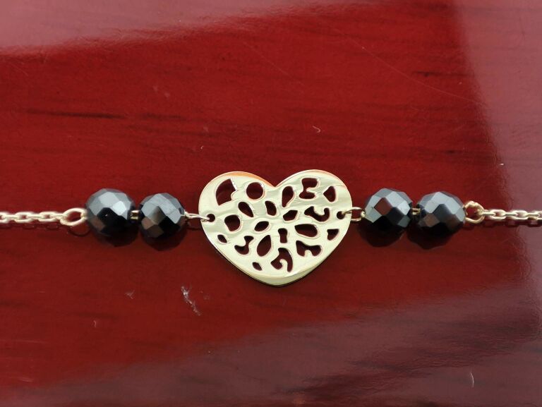 nowa-zlota-bransoletka-serce-i-czarne-kuleczki-333-rodzaj-2205-2
