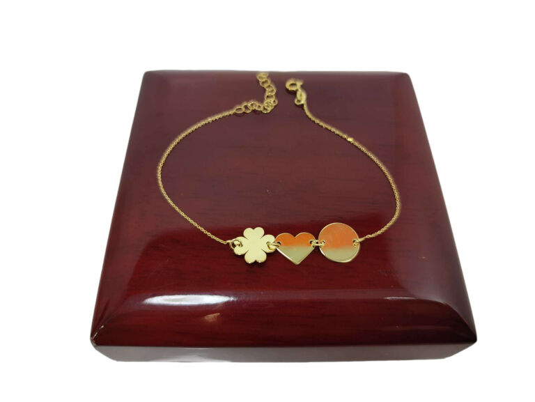 NOWA ZŁOTA BRANSOLETKA KÓŁKO SERCE KONICZYNKA P333