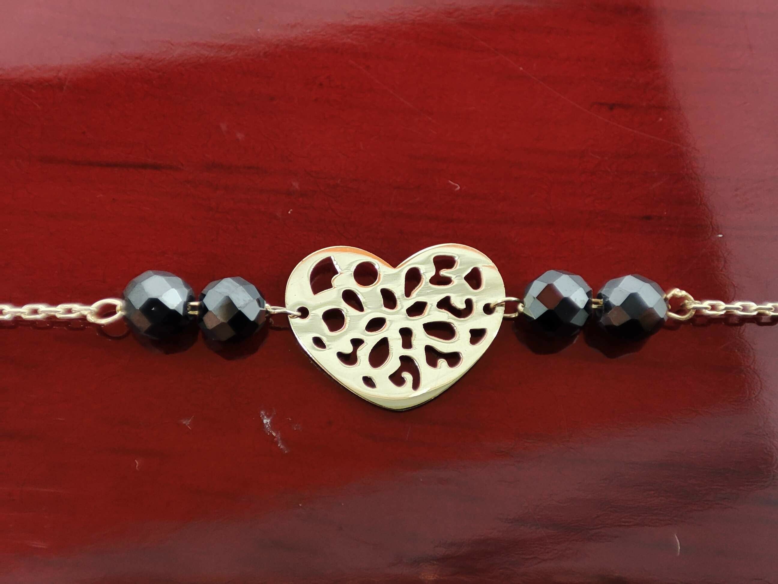 nowa-zlota-bransoletka-serce-i-czarne-kuleczki-333-rodzaj-2205-2