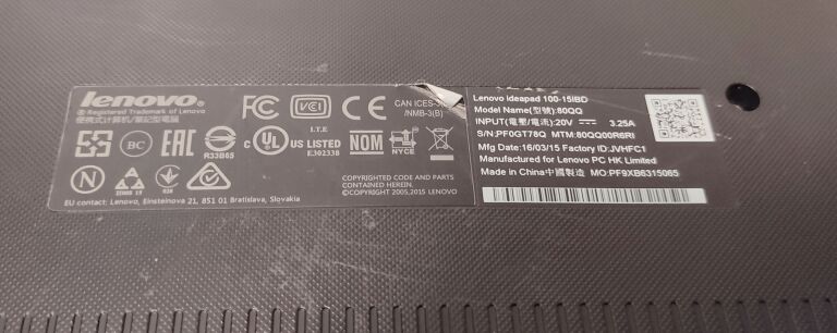 LAPTOP LENOVO IDEAPAD 100-15IBD 4/128 GB SSD W10