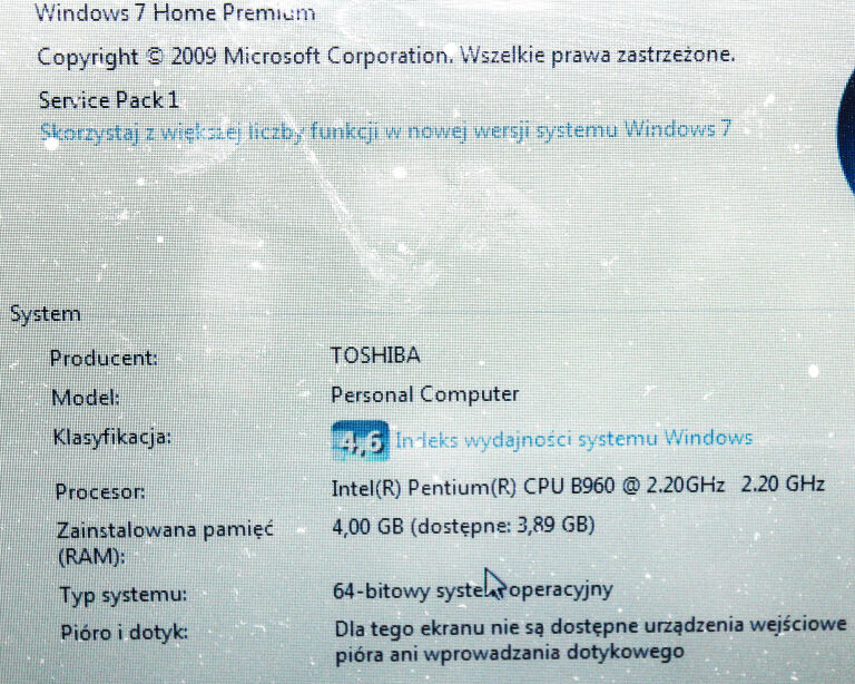 LAPTOP TOSHIBA SATELLITE C850-12R + ŁAD