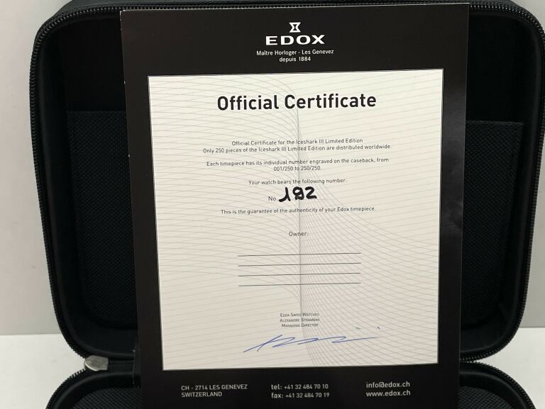 EDOX ICE SHARK 3 LIMITED EDITION 192/250 WR1000M